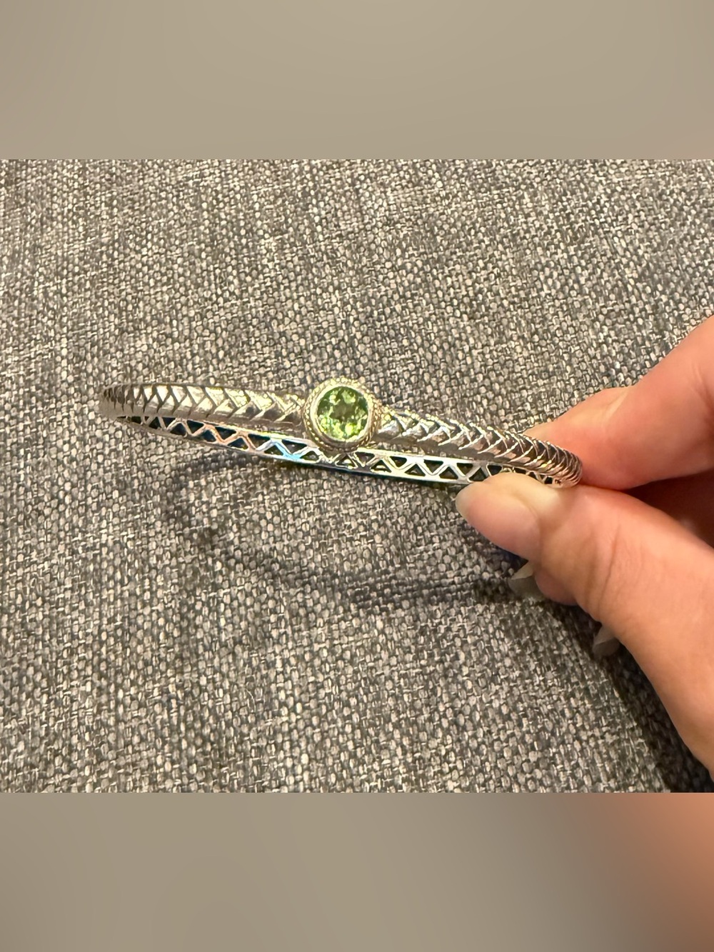 Effy BH Peridot 18k Sterling Silver 925 Woven Braided Bangle Bracelet